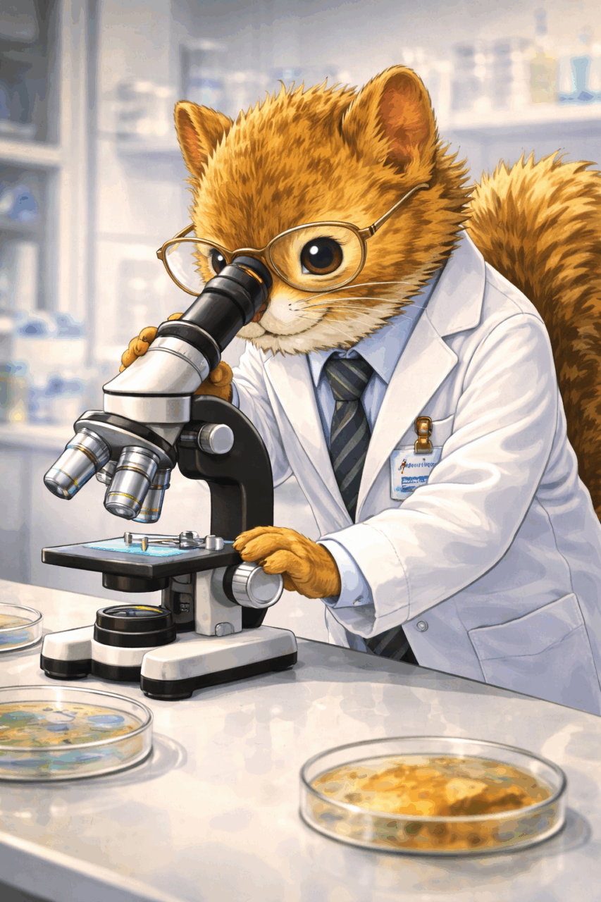 アスベスト分析する分析者