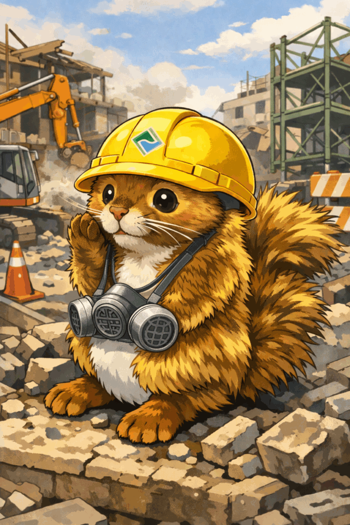 アスベスト調査する調査員