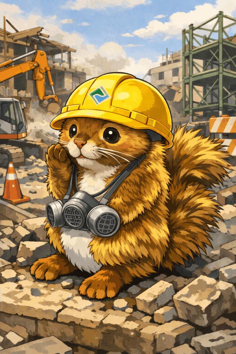 アスベスト調査する調査員